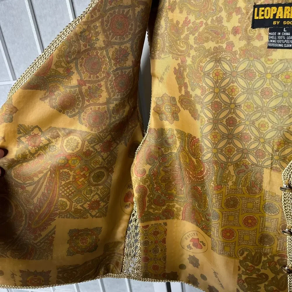 Leopard Skin by Sooth 90s Crotchet 100% Real Leather Vest Cheetah Print Vintage - Picture 6 of 8